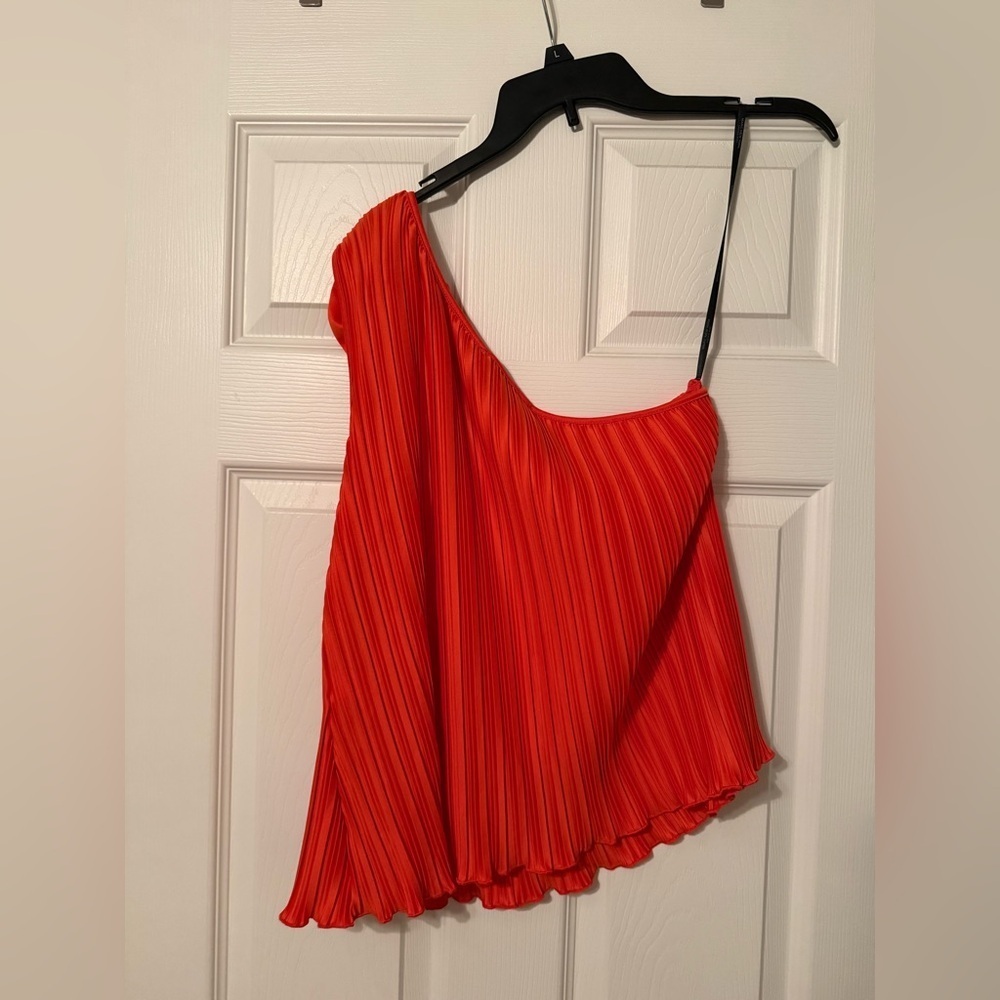 Marc New York Orange One-Shoulder Pleated Top - Picture 2 of 2